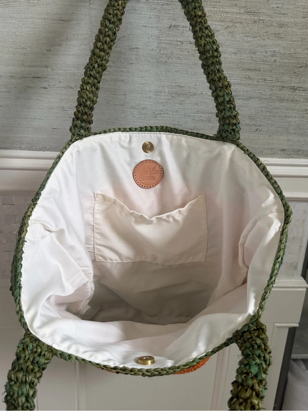 New anthropologie sunshine tienda Bermuda pool tote bag rainbow straw stripe